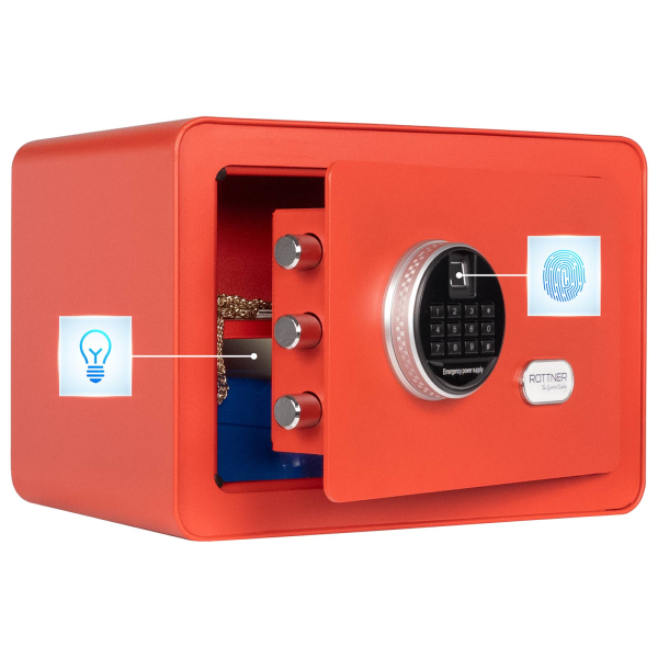 Rottner Möbeltresor Vintage-Red Elektronikschloss inkl. Fingerprint